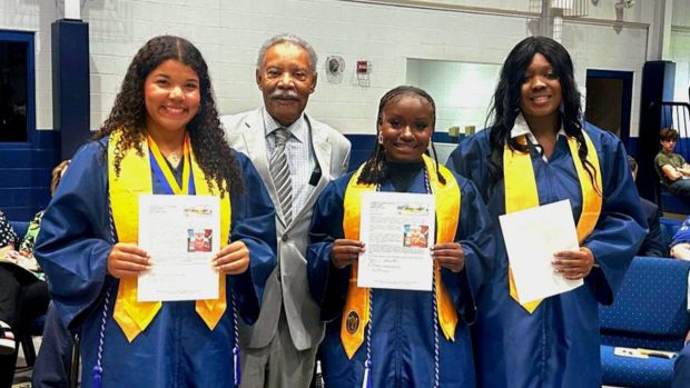 RCHS scholarship recipients with presenter